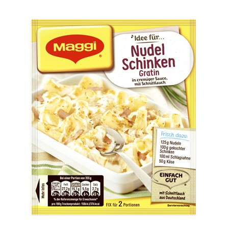 Maggi Fix Nudel Schinken Gratin für 2 Portionen