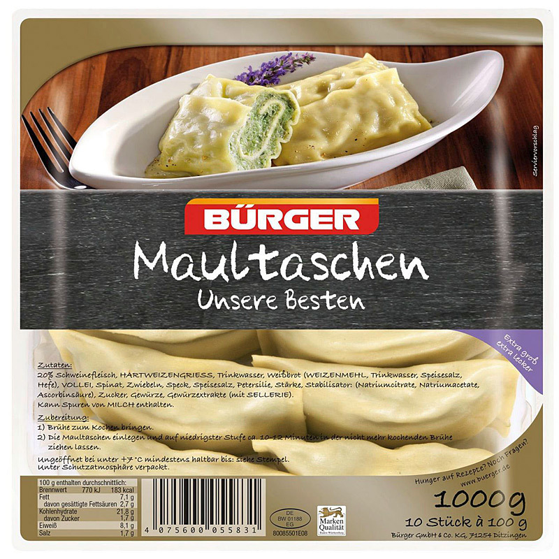 Maultaschen Lebensmittel FrankenFresh Bürger | Erlangen 1kg | Fürth Nürnberg Lieferservice FrankenFresh liefern mit lassen!