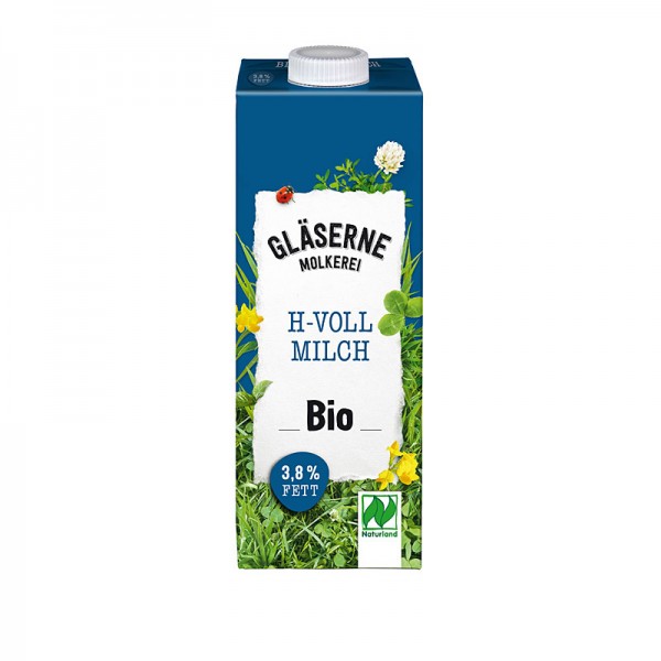 Gläserne Molkerei BIO H-Vollmilch 3,8 % Fett 1L