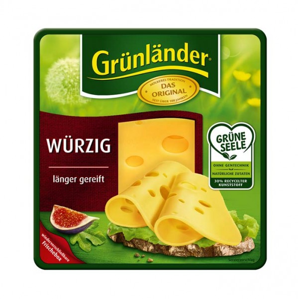 Grünländer Würzig Käse in Scheiben 120g