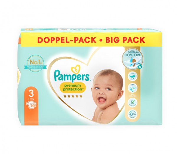 Pampers Premium Protection Windeln Größe 3, DOPPEL-PACK, 70 Stück
