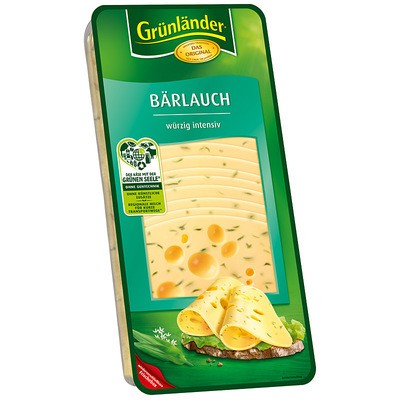 Grünländer Bärlauch Käse in Scheiben 48% 500g