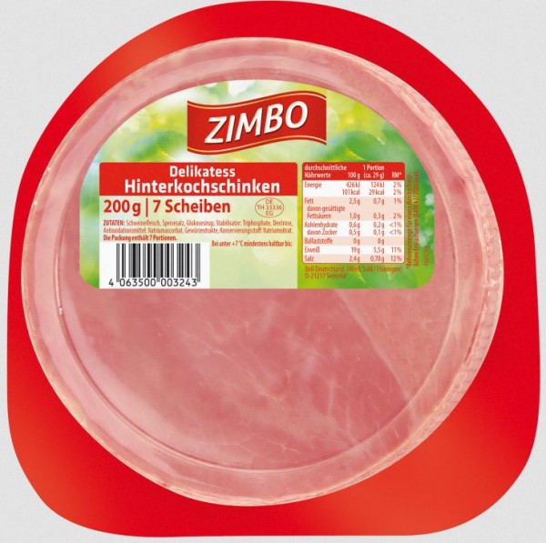 Zimbo Delikatess Hinterkochschinken 200g