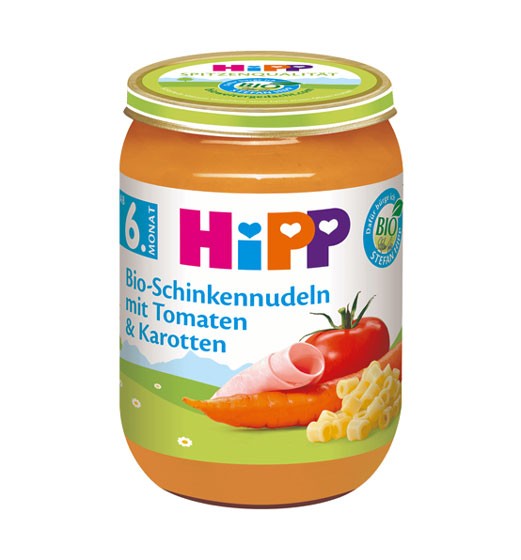 Hipp Bio-Schinkennudeln mit Tomaten & Karotten ab dem 6. Monat 190g