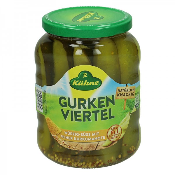 Kühne Gurkenviertel 720ml Glas, 360g