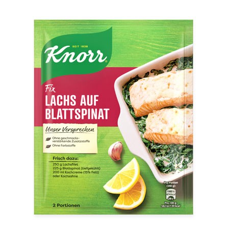 Knorr Fix Lachs auf Blattspinat für 2 Portionen