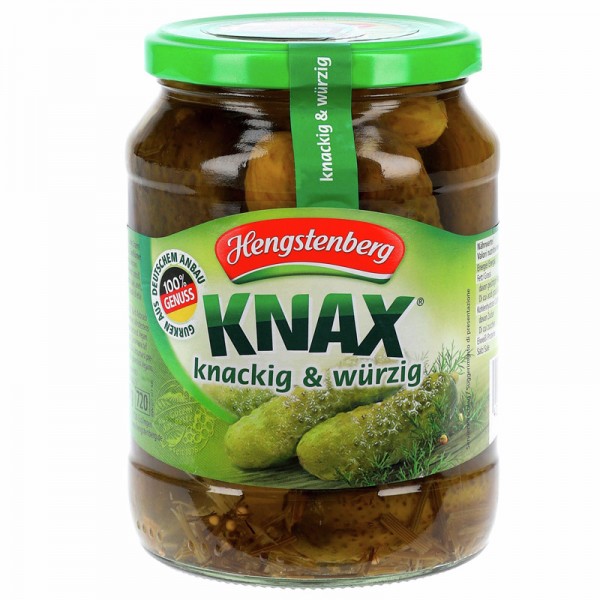 Hengstenberg Knax Gewürzgurken 720ml Glas, 360g