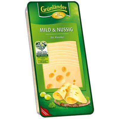 Grünländer Mild & Nussig Käse in Scheiben 48% 500g