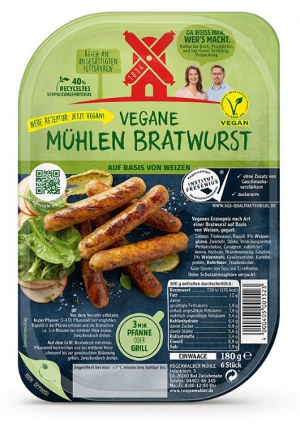 Rügenwalder Mühle Vegane Mühlen Bratwurst 180g