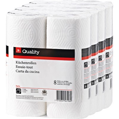 Küchenrolle Quality weiß 3-lagig 8x51 Blatt