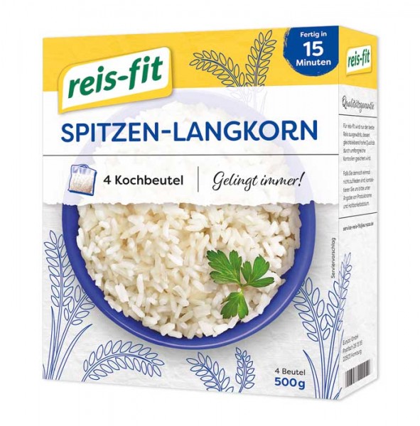 reis-fit Spitzen-Langkorn Reis im Kochbeutel, 15 Minuten, 4x125g