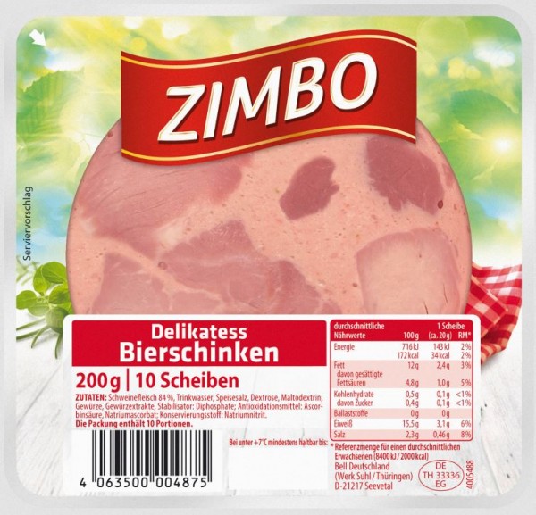 Zimbo Delikatess Bierschinken 200g