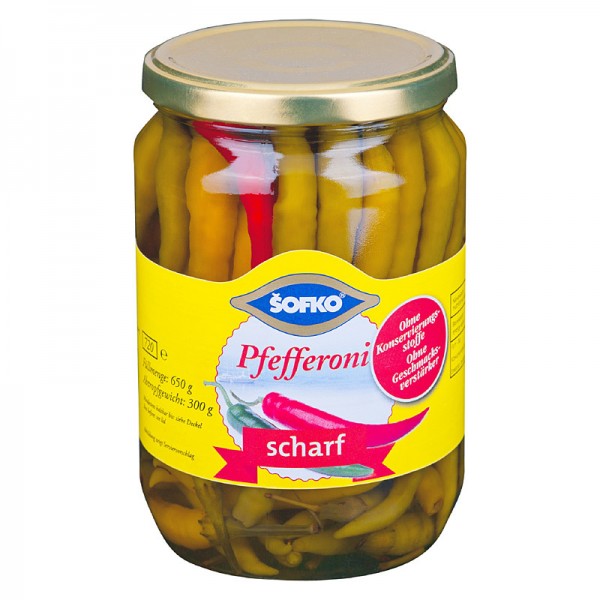 Sofko Pfefferoni scharf 720ml Glas, 300g