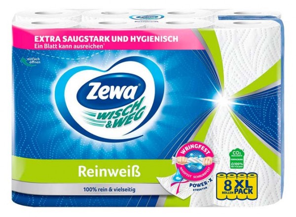 Zewa Küchenrolle Küchentücher Wisch&Weg 8 Rollen Reinweiß XL