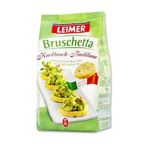 Leimer Bruschetta Brot Chips Knoblauch-Basilikum 150g