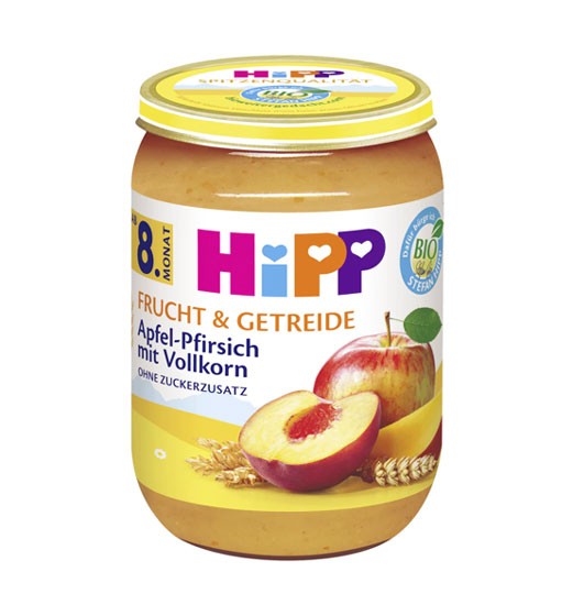 Hipp BIO Apfel-Pfirsich mit Vollkorn ab dem 8. Monat 190g