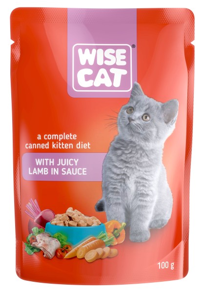 Katzenfutter Nass mit Lamm in Sauce für Kitten, 100g