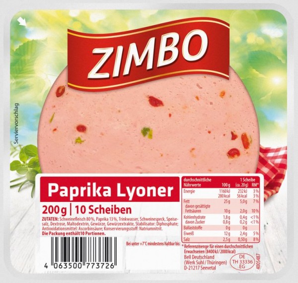 Zimbo Paprika-Lyoner 200g