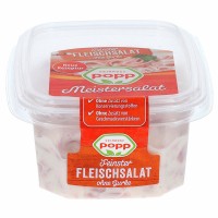 Popp Feinster Fleischsalat ohne Gurke 200g Popp Feinster Fleischsalat ohne Gurke 200g