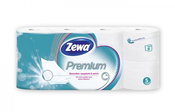 Zewa Toilettenpapier Premium 5-lagig 8x110 Blatt