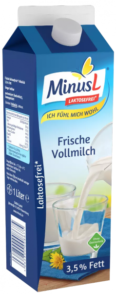 MinusL H-Milch 3,5%, Laktosefrei*, 1L