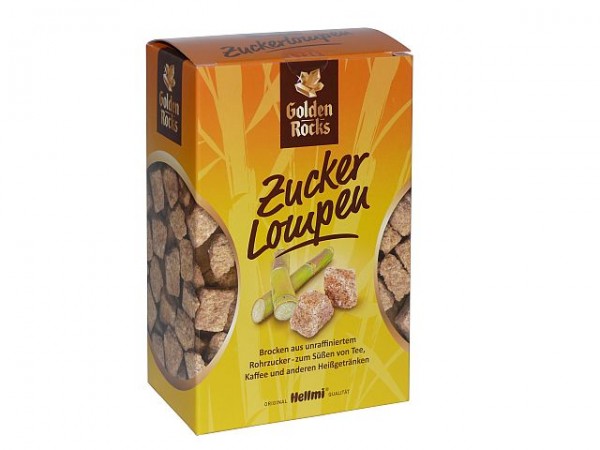 Golden Rocks Zucker Lompen Würfelzucker Rohrzucker 500g