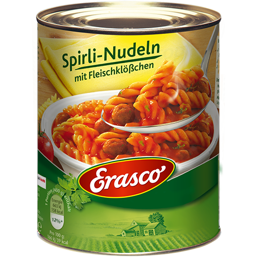 Erasco Spirli-Nudeln mit Fleischklösschen 800g