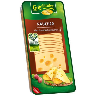 Grünländer Räucher Käse in Scheiben 48% 500g