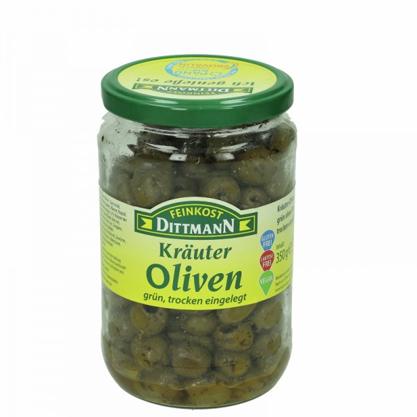 Dittmann Kräuter Oliven grün trocken eingelegt 370ml