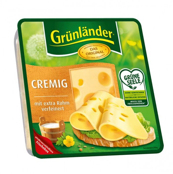 Grünländer Cremig mit extra Rahm Käse in Scheiben 130g