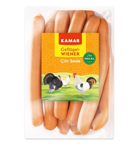 Kamar Geflügel Wiener Würstchen, 8 Stück á 50g, 400g