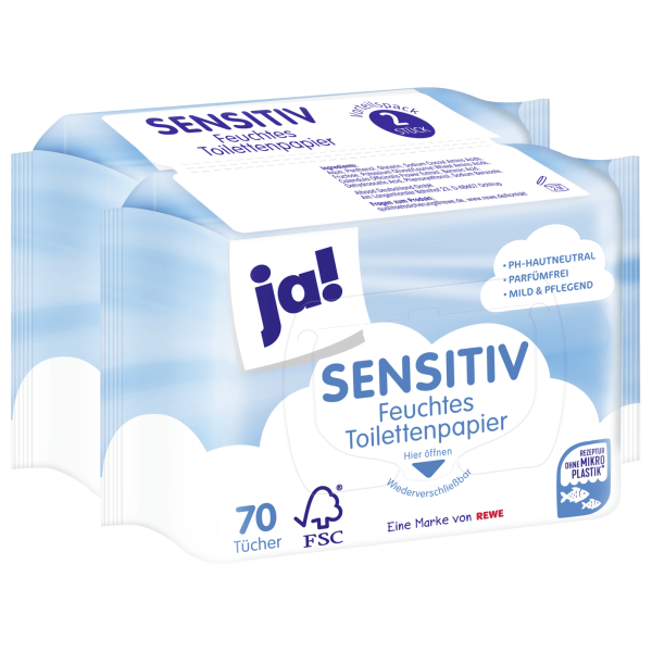 Feuchtes Toilettenpapier Sensitiv 2 x 70 Tücher