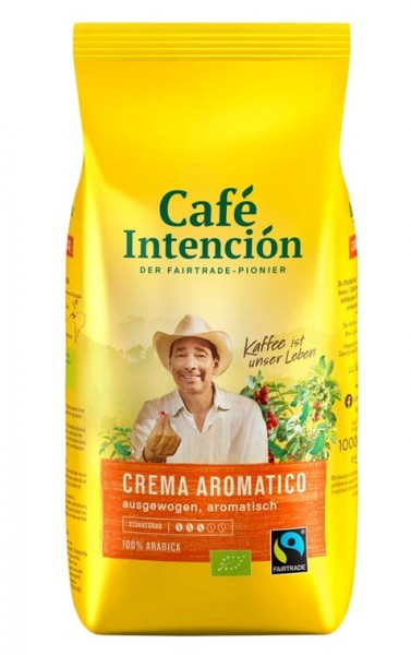 Fairtrade BIO Kaffee Café Intención Crema Aromatico ganze Bohnen 1 kg