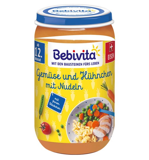 Bebivita BIO Gemüse und Hühnchen mit Nudeln ab dem 12. Monat 250g
