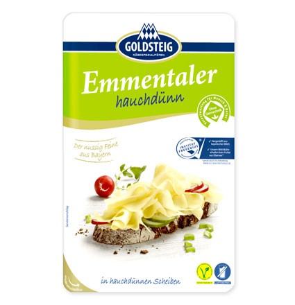 Goldsteig Emmentaler hauchdünn in Scheiben 125g