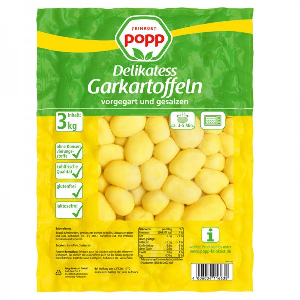 Popp Delikatess Garkartoffeln vorgegart und gesalzen 3kg