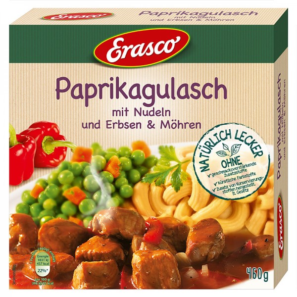 Erasco Paprikagulasch mit Nudeln, Erbsen und Möhren 460g