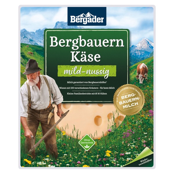 Bergader Bergbauern Käsescheiben, mild - nussig, 48% 150g