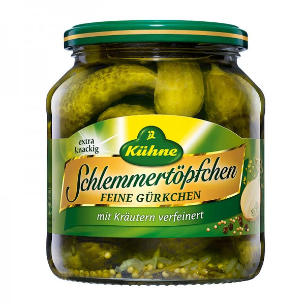 Kühne Schlemmertöpfchen Feine Gürkchen pikant 530ml Glas, 300g