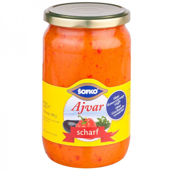 Sofko Ajvar scharf 720ml Glas, 680g