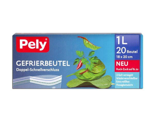 Pely Gefrierbeutel 20x1L mit Doppel-Schnellverschluss