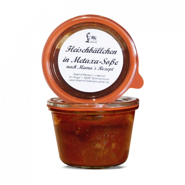 Fleischbällchen in Metaxa Soße nach Mama’s Rezept, 250g Glas