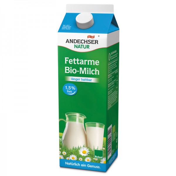 Andechser Frische Fettarme Milch 1,5% 1L länger haltbar