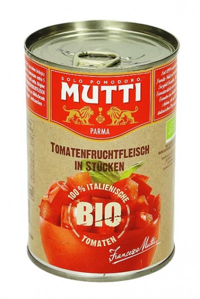 Mutti BIO Tomatenfruchtfleisch in Stücken, 100% italienische Bio Tomaten, 425ml Dose,