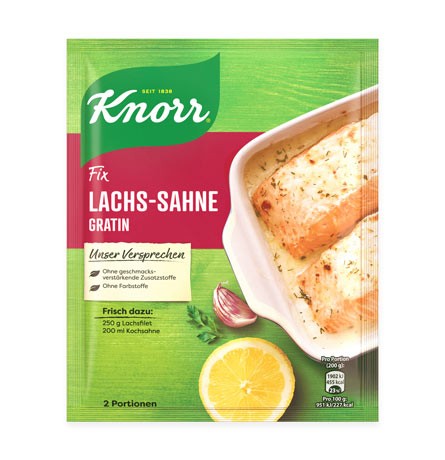 Knorr Fix Lachs-Sahne Gratin für 2 Portionen