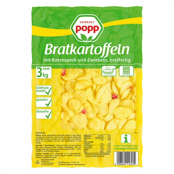 Popp Bratkartoffeln mit Katenspeck und Zwiebeln 3kg