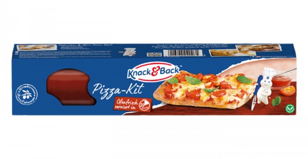 Knack & Back Pizza Kit, Pizza-Frischteig mit Olivenöl & Tomatensauce 600g