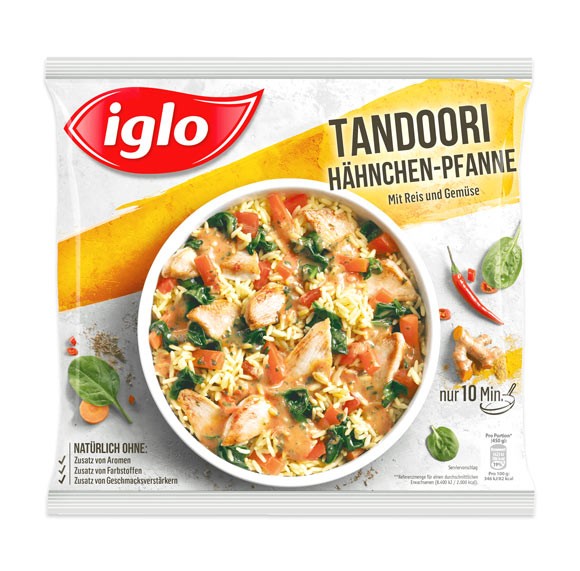 Iglo Tandoori Hähnchen-Pfanne mit Reis und Gemüse 450g