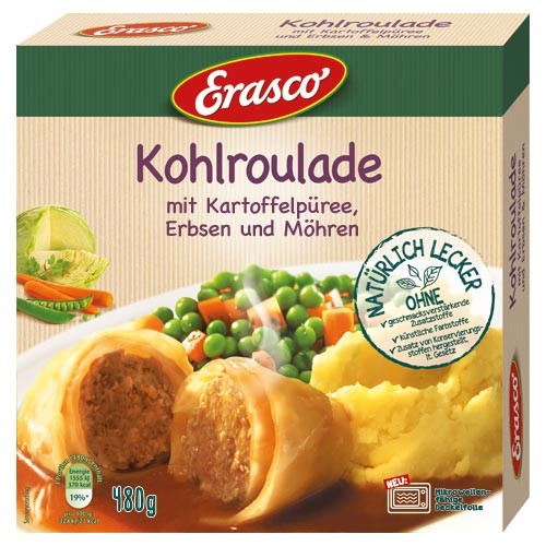 Erasco Kohlroulade mit Kartoffelpüree, Erbsen & Möhren 480g