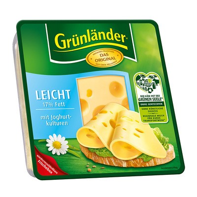 Grünländer Leicht Käse in Scheiben 30% 140g